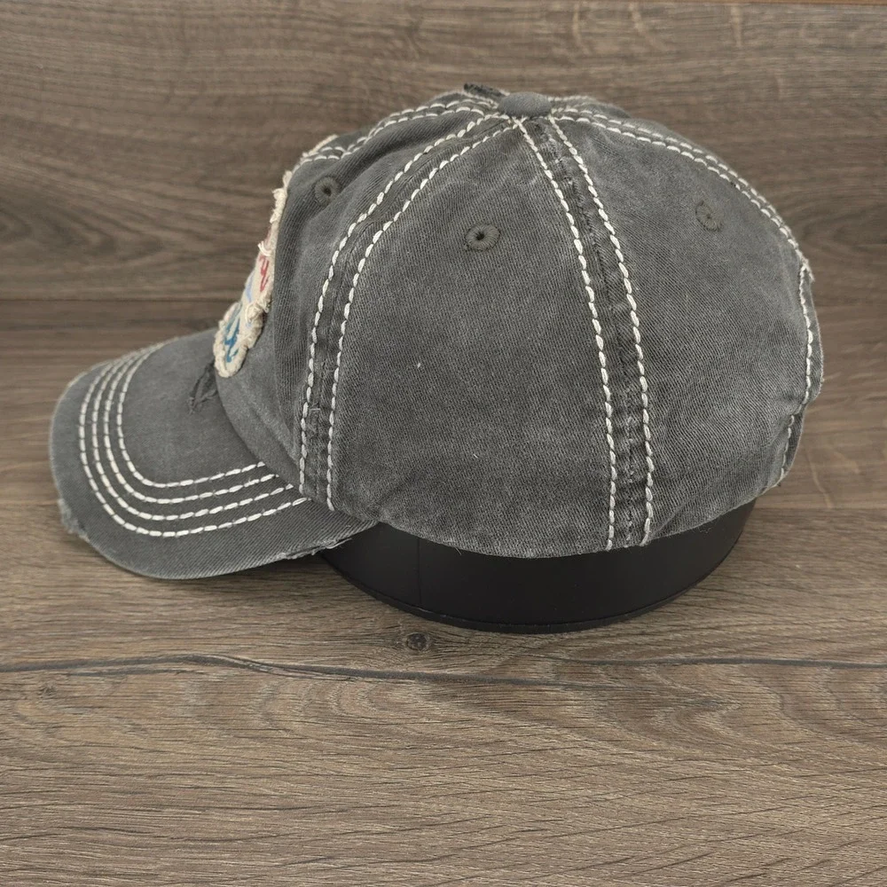 Saved By Grace Hat KBETHOS Cap Womens Strap Back Gray Distressed Faith Religious